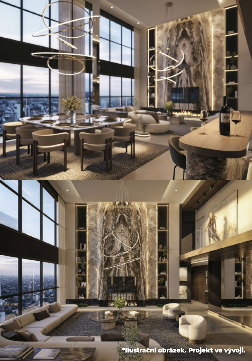 Interiér super penthouse 265–270 m²