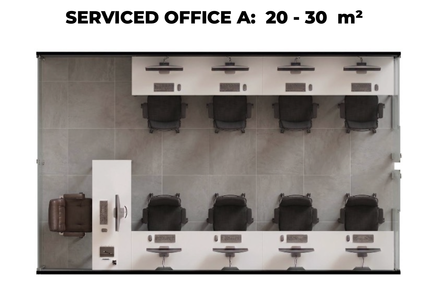 Půdorys Serviced Office A, 20–30 m²