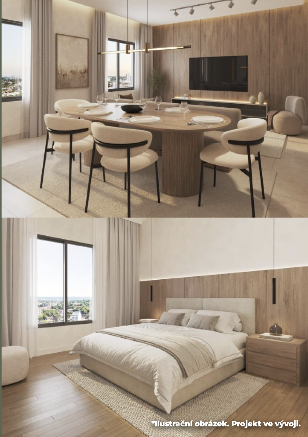 Interiér apartmánu se dvěma ložnicemi
