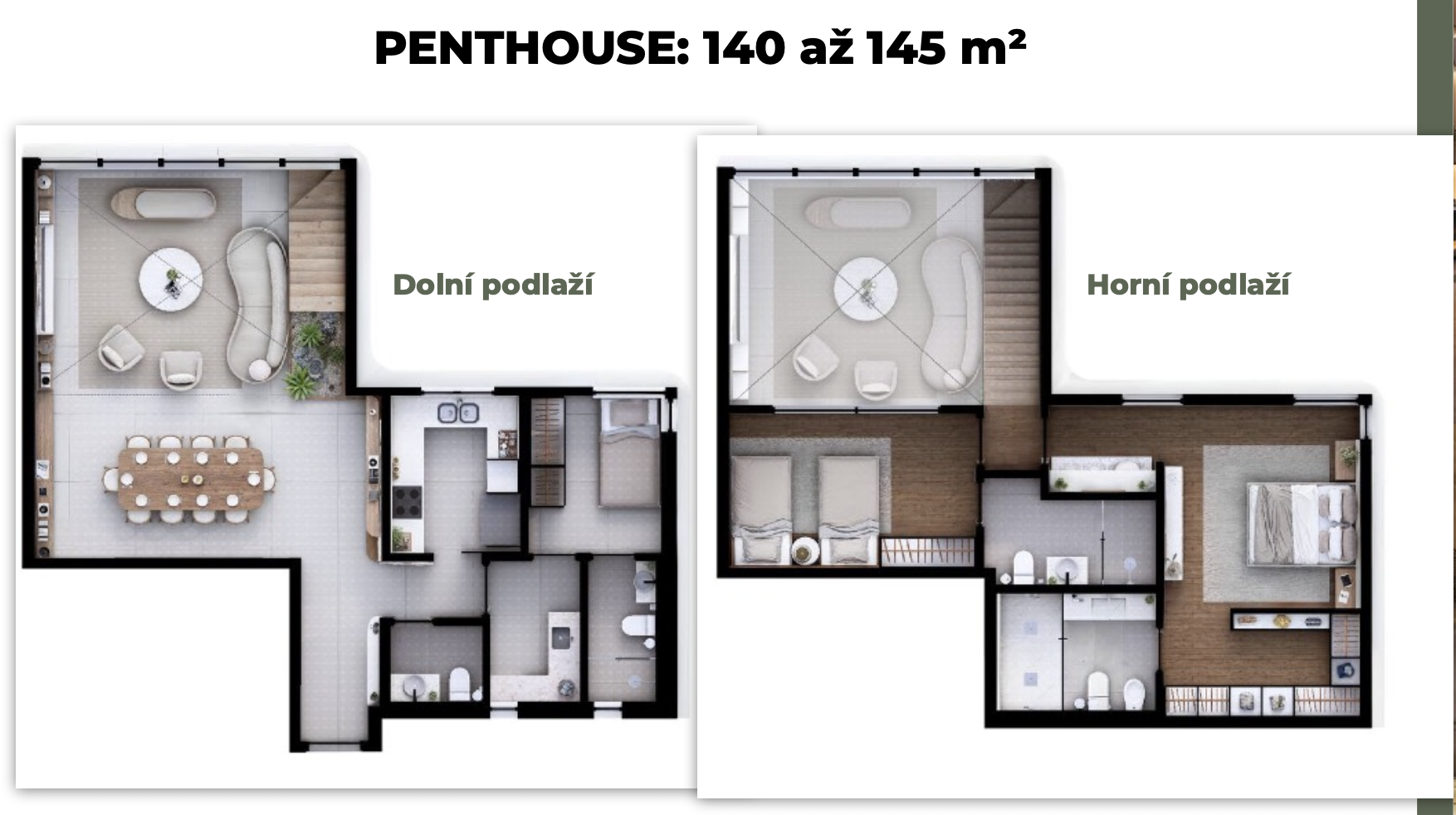Půdorys penthouse 140–145 m²
