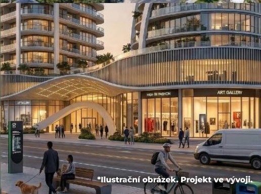 Vizualizace parteru CIVIS Plaza s obchody a službami