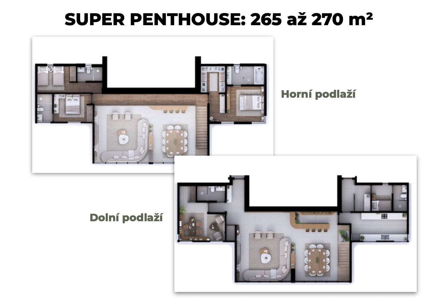 Půdorys super penthouse 265–270 m²